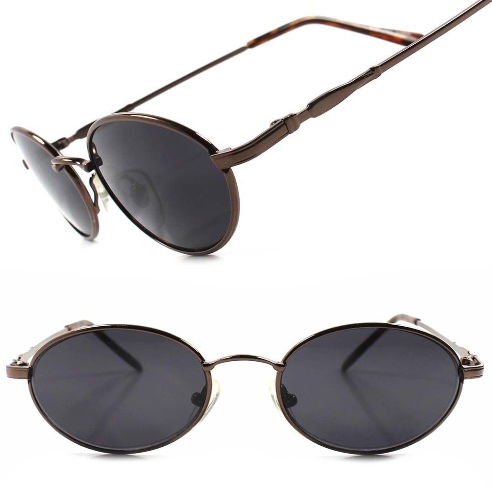 Old Fashion 70s 80s Mens Womens Brown Indie Vintage Style Round Oval Sunglasses